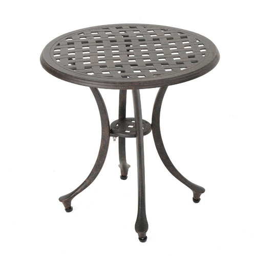 Outdoor End Table | Lattice Top | 19" | Bronze Aluminum Curved Legs