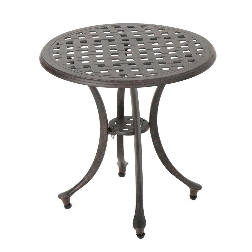 Outdoor End Table | Lattice Top | 19" | Bronze Aluminum Curved Legs