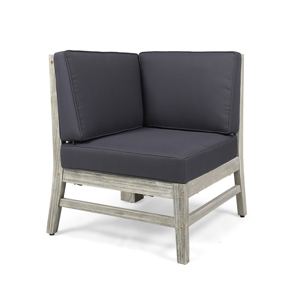 Hoye Modular Outdoor Corner Chair | Dark Gray | Weathered White Wood BM335126