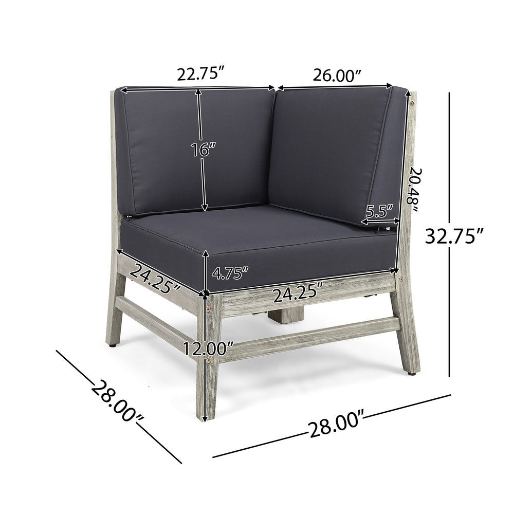 Hoye Modular Outdoor Corner Chair | Dark Gray | Weathered White Wood BM335126