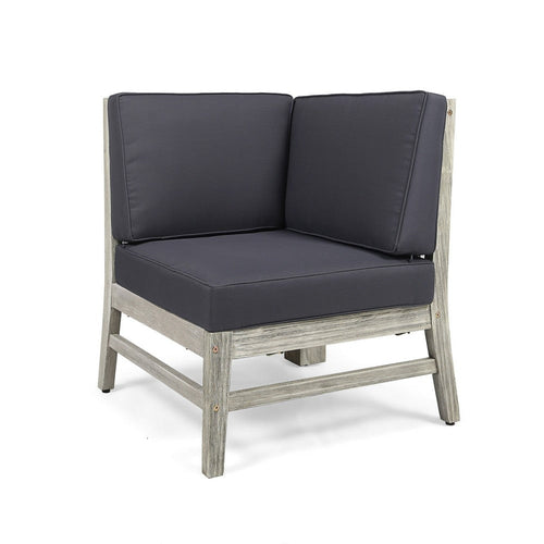 Hoye Modular Outdoor Corner Chair | Dark Gray | Weathered White Wood