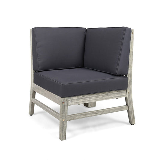 Hoye Modular Outdoor Corner Chair | Dark Gray | Weathered White Wood