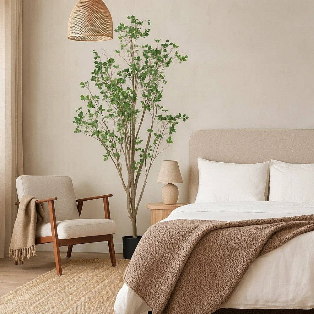 Deso Faux Milan Leaf Bonsai | Realistic Rich Green Oval Leaves 71"