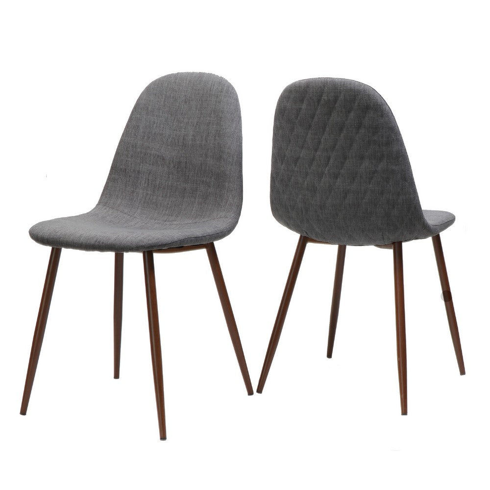 Reva Dining Side Chair Set of 2 | Dark Gray Cushions | Brown Iron