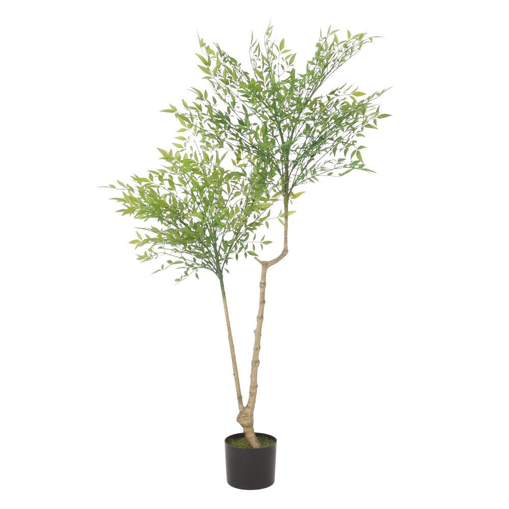 Faux Nandina Plant | Realistic Sacred Bamboo Like Green Leaves | 47"