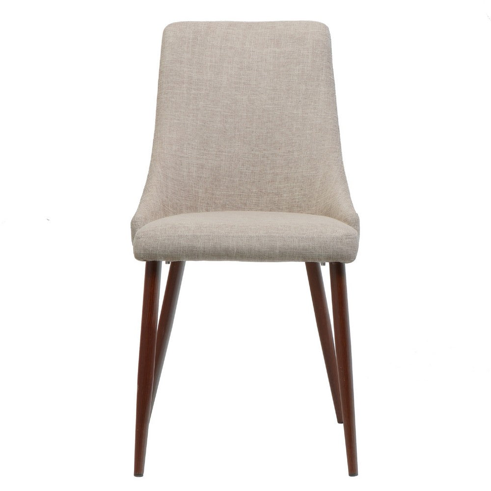 Dining Side Chair Set of 2 | Wheat Brown Fabric | Tapered Iron Legs