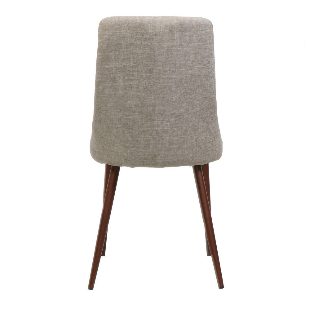 Dining Side Chair Set of 2 | Wheat Brown Fabric | Tapered Iron Legs