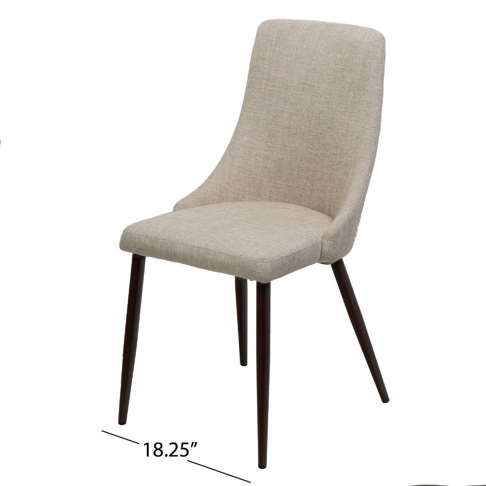 Dining Side Chair Set of 2 | Wheat Brown Fabric | Tapered Iron Legs