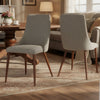 Dining Side Chair Set of 2 | Wheat Brown Fabric | Tapered Iron Legs