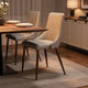 Dining Side Chair Set of 2 | Wheat Brown Fabric | Tapered Iron Legs