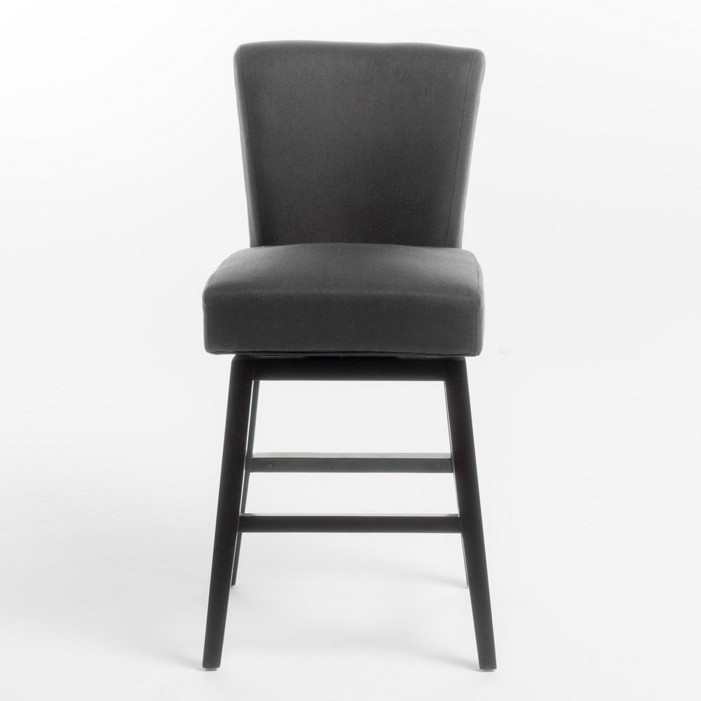 Swivel Barstool Chair | Modern Charcoal Gray Upholstered | Espresso BM335134