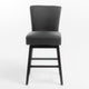 Swivel Barstool Chair | Modern Charcoal Gray Upholstered | Espresso BM335134