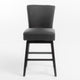 Swivel Barstool Chair | Modern Charcoal Gray Upholstered | Espresso