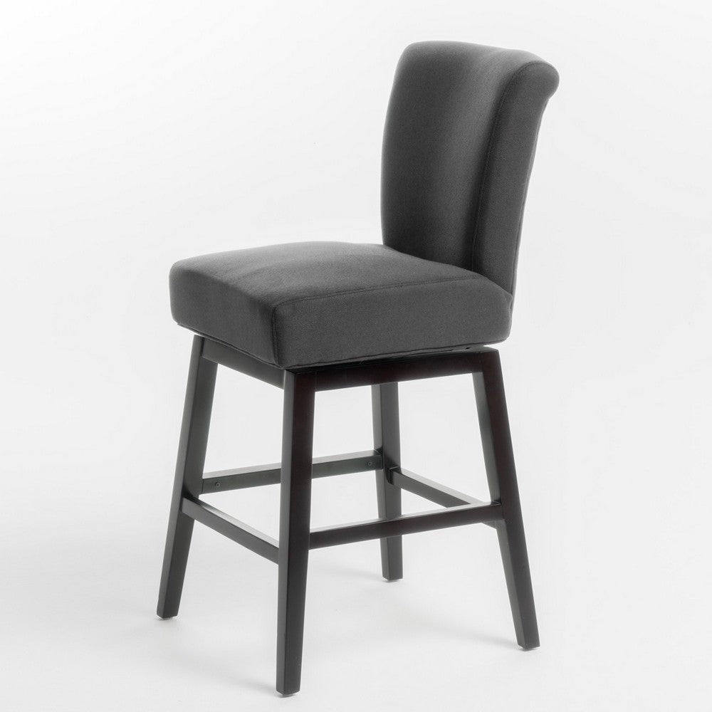 Swivel Barstool Chair | Modern Charcoal Gray Upholstered | Espresso