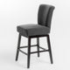 Swivel Barstool Chair | Modern Charcoal Gray Upholstered | Espresso