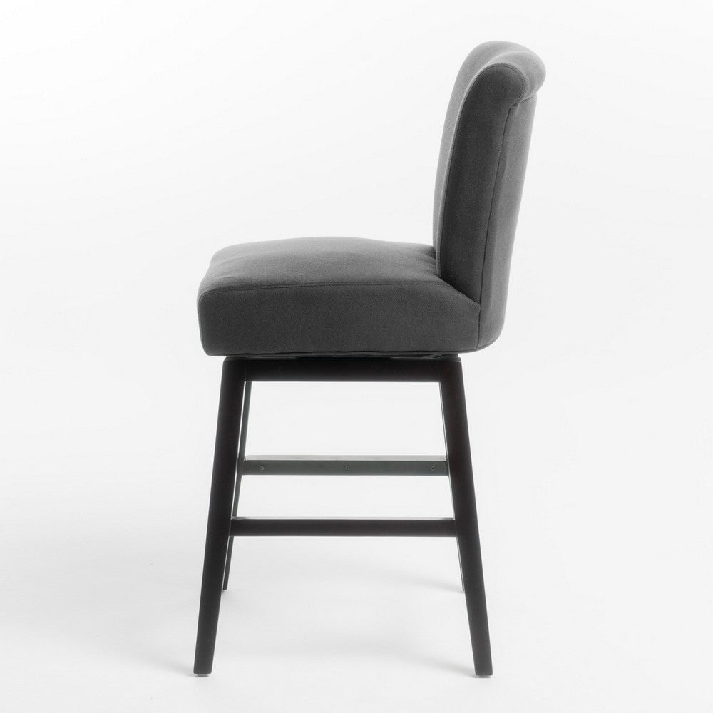 Swivel Barstool Chair | Modern Charcoal Gray Upholstered | Espresso BM335134