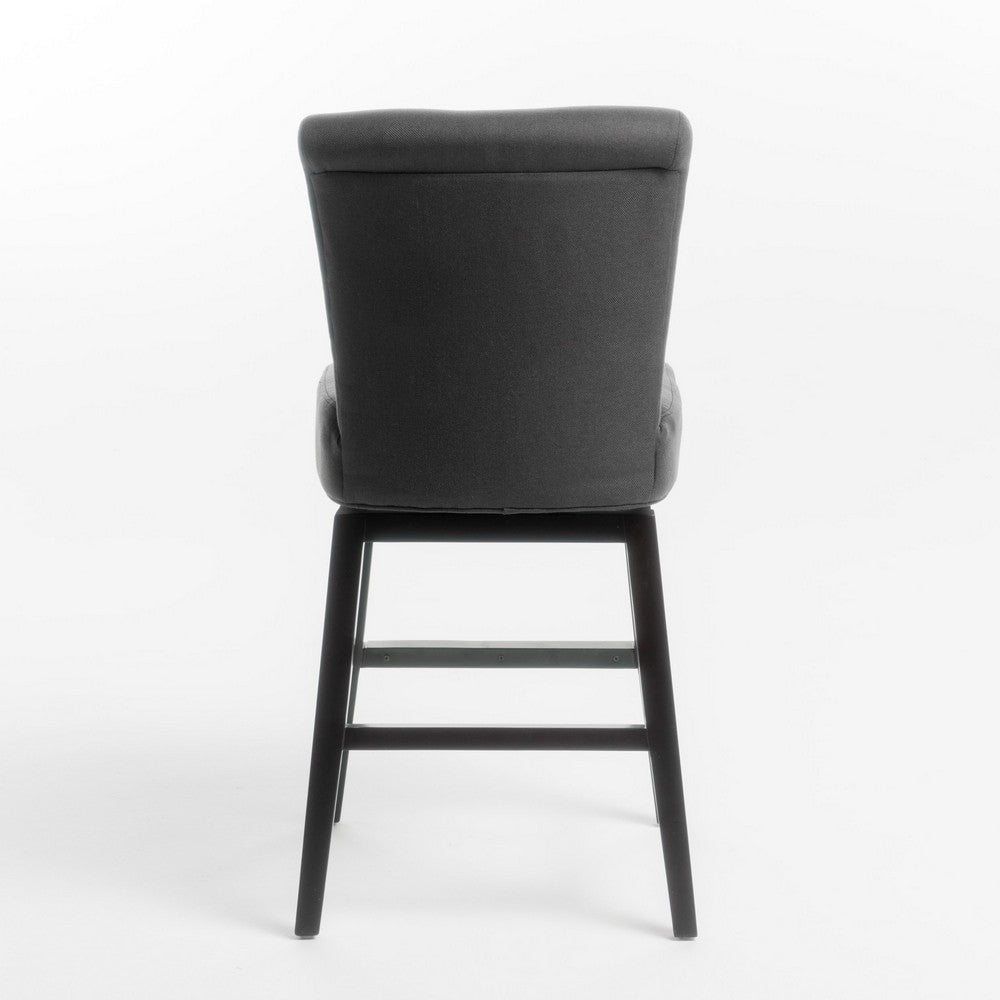 Swivel Barstool Chair | Modern Charcoal Gray Upholstered | Espresso BM335134