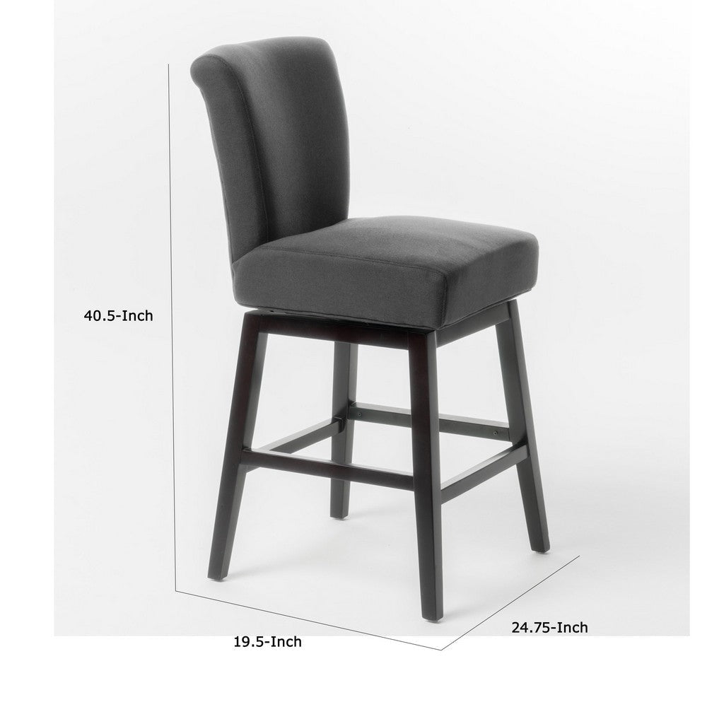 Swivel Barstool Chair | Modern Charcoal Gray Upholstered | Espresso BM335134