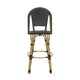 Gomy Outdoor Barstool Chair Set of 2 | Black Wicker | Brown Aluminum