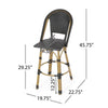 Gomy Outdoor Barstool Chair Set of 2 | Black Wicker | Brown Aluminum