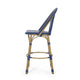 Gomy Outdoor Barstool Char Set of 2 | Blue Wicker Woven | Brown Metal
