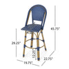 Gomy Outdoor Barstool Char Set of 2 | Blue Wicker Woven | Brown Metal