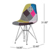 Accent Chair Set of 2 | Multicolor Pink Patchwork w Eiffel Metal Base