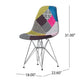 Accent Chair Set of 2 | Multicolor Pink Patchwork w Eiffel Metal Base