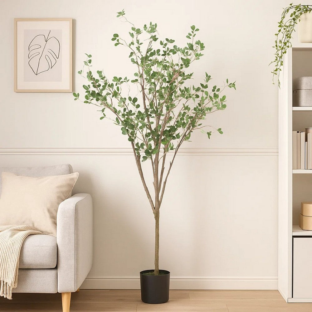 Deso Faux Milan Leaf Bonsai | Realistic Rich Green Oval Leaves 59"