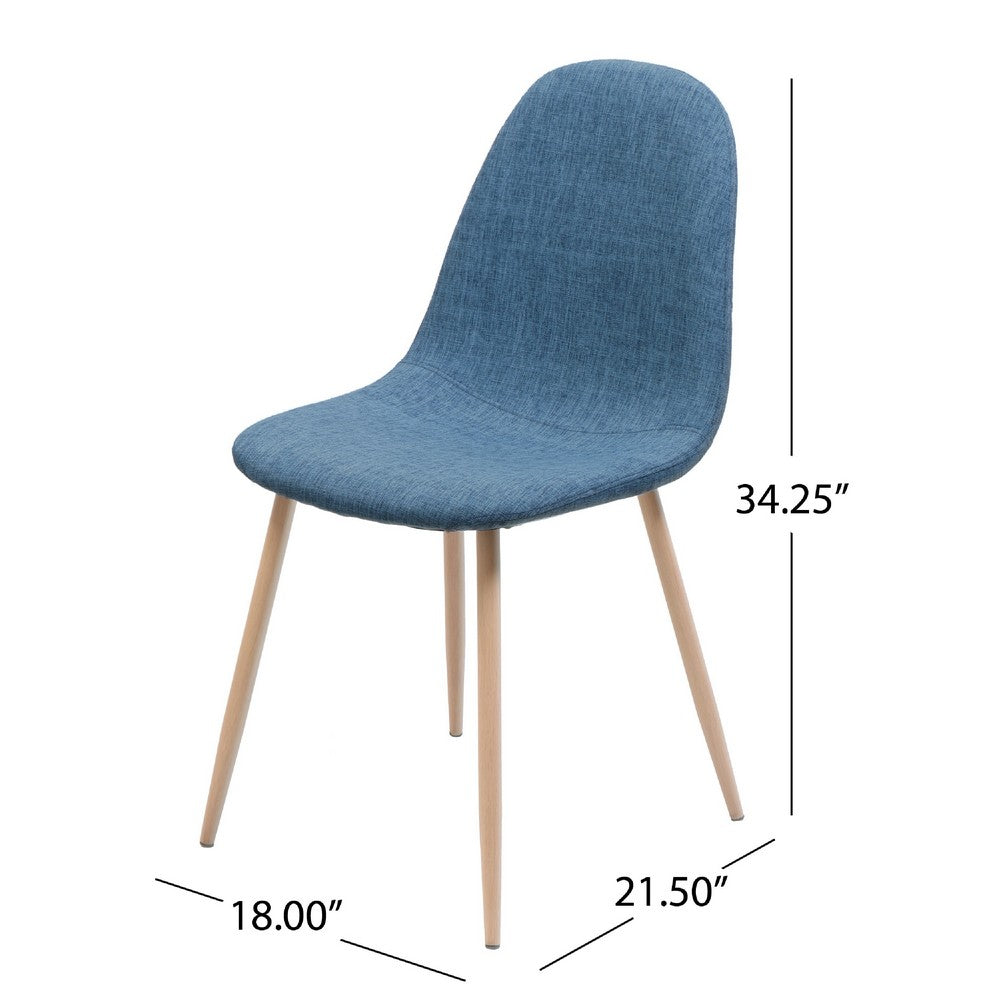 Reva Dining Side Chair Set of 2 | Blue Seat | Brown Iron Frame