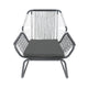 Meny Outdoor Club Chair Set of 2 | White Rattan Woven Matte Gray Metal