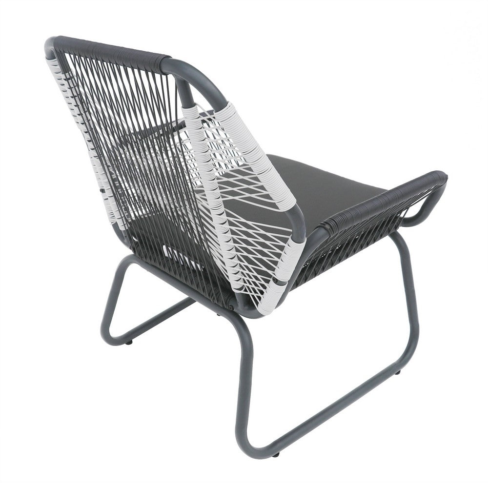 Meny Outdoor Club Chair Set of 2 | White Rattan Woven Matte Gray Metal