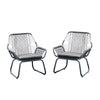 Meny Outdoor Club Chair Set of 2 | White Rattan Woven Matte Gray Metal