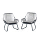 Meny Outdoor Club Chair Set of 2 | White Rattan Woven Matte Gray Metal