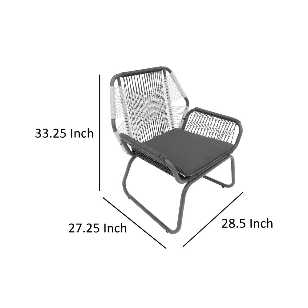 Meny Outdoor Club Chair Set of 2 | White Rattan Woven Matte Gray Metal