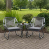 Meny Outdoor Club Chair Set of 2 | White Rattan Woven Matte Gray Metal
