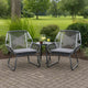 Meny Outdoor Club Chair Set of 2 | White Rattan Woven Matte Gray Metal