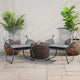 Meny Outdoor Club Chair Set of 2 | White Rattan Woven Matte Gray Metal