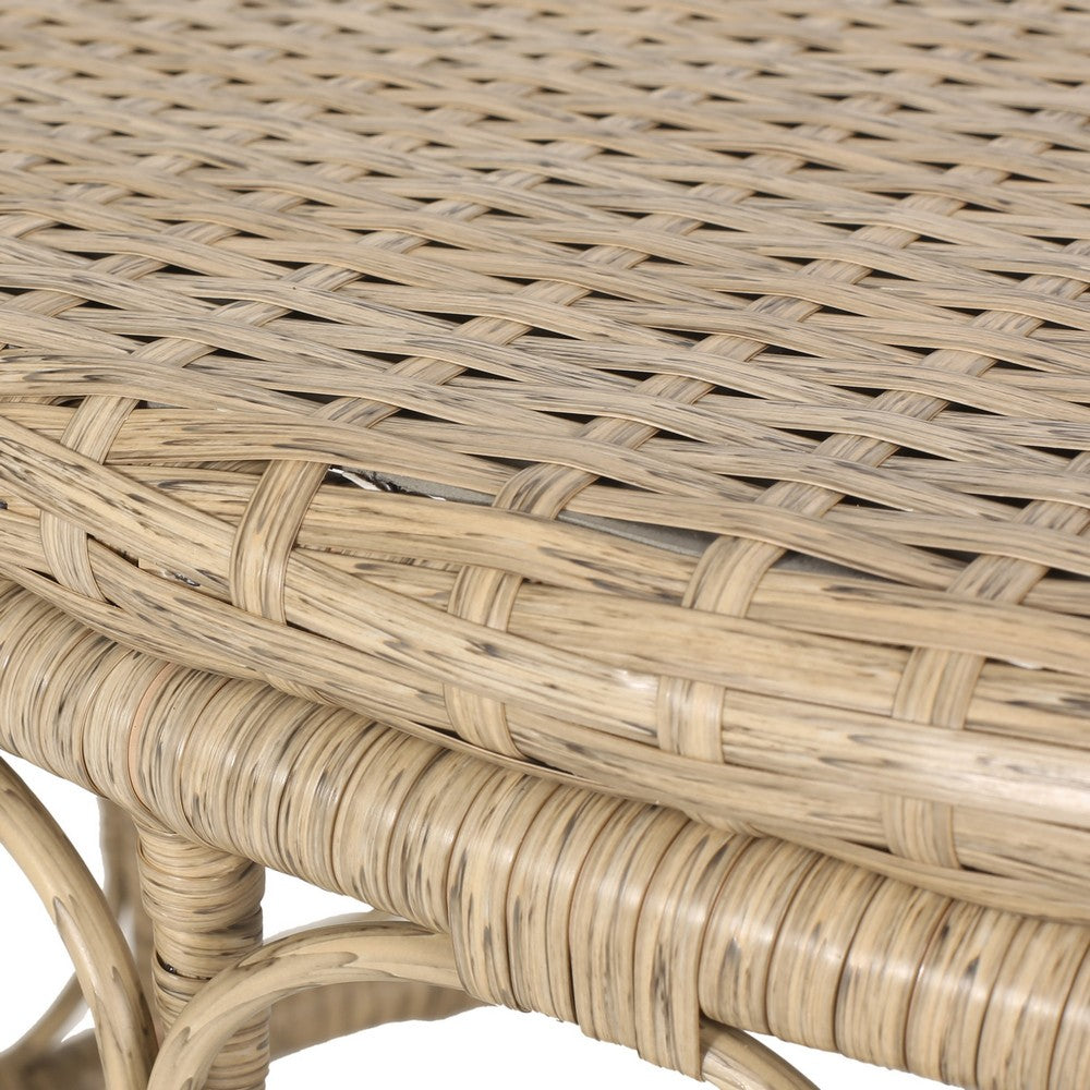 Resy Outdoor Coffee Table | 33" Oval Top | Boho Brown Wicker Woven