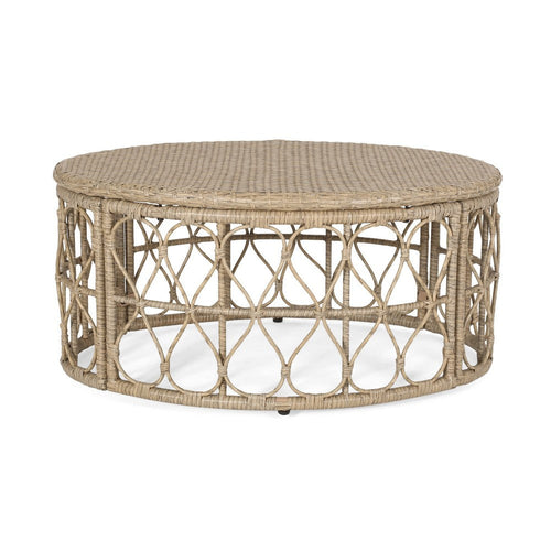 Resy Outdoor Coffee Table | 33" Oval Top | Boho Brown Wicker Woven
