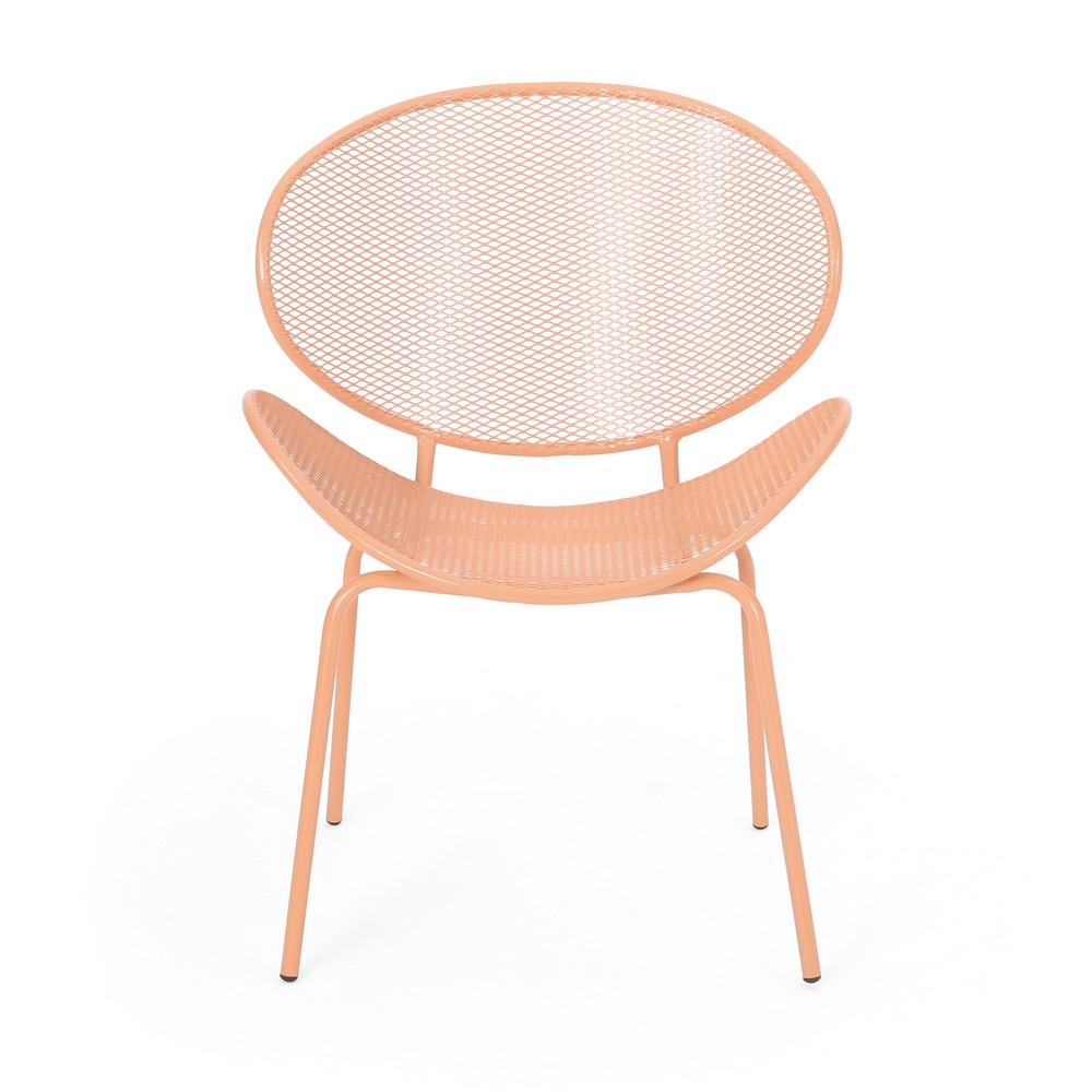 Elie Outdoor Chairs Set of 2 | Wing Mesh Curved Back | Orange Iron