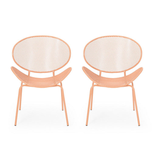 Elie Outdoor Chairs Set of 2 | Wing Mesh Curved Back | Orange Iron