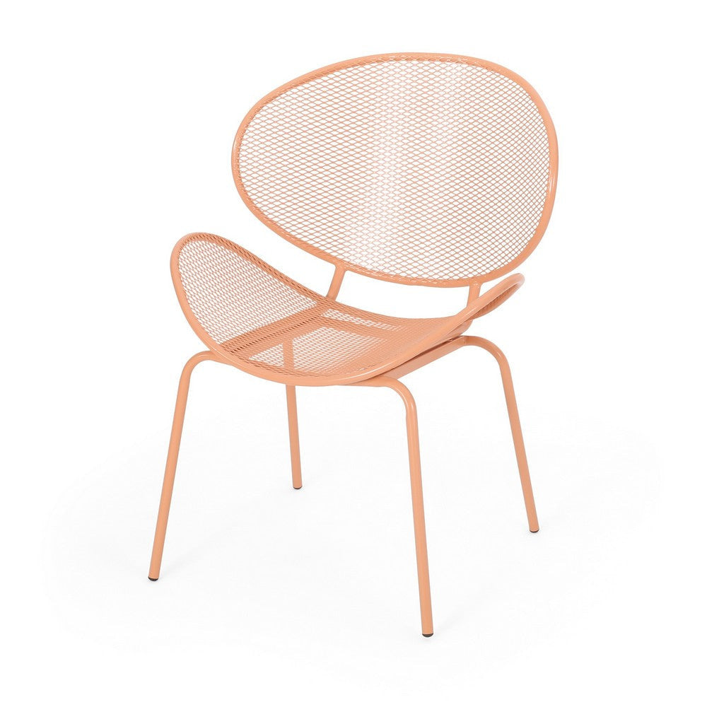 Elie Outdoor Chairs Set of 2 | Wing Mesh Curved Back | Orange Iron BM335156