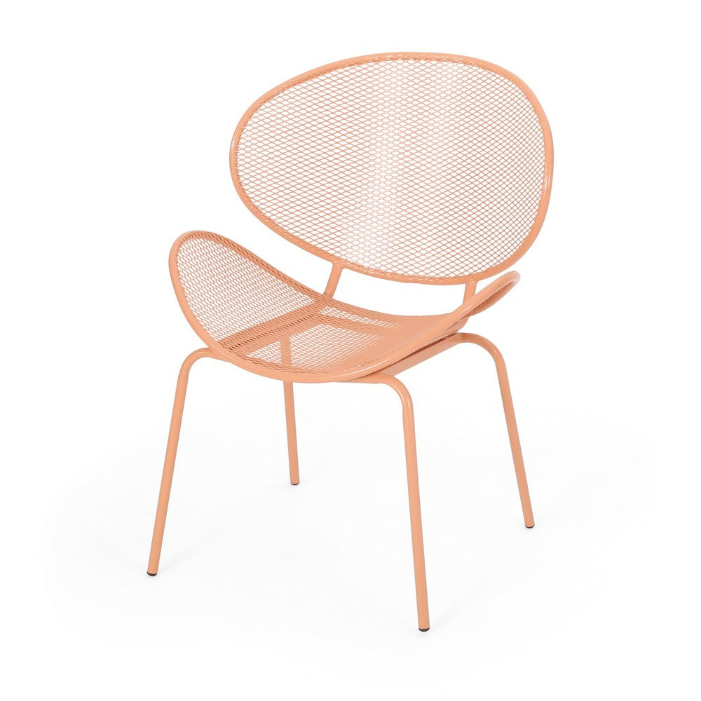 Elie Outdoor Chairs Set of 2 | Wing Mesh Curved Back | Orange Iron