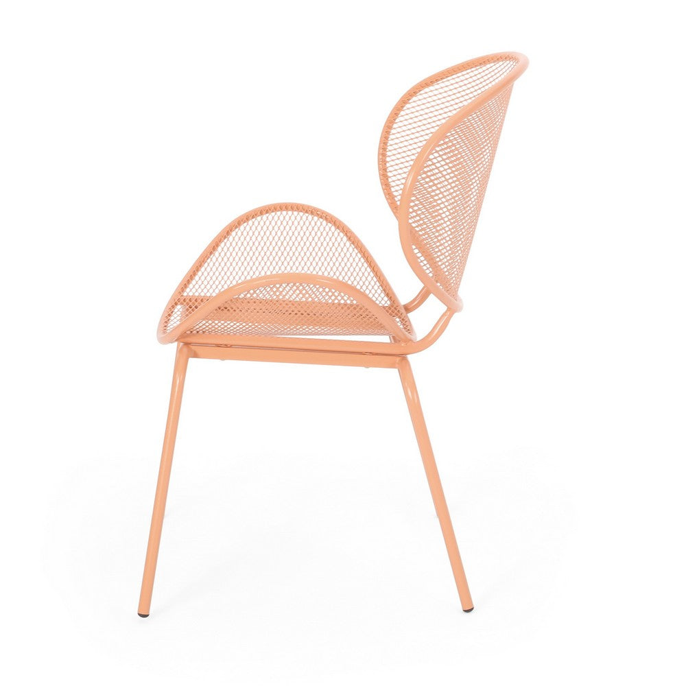 Elie Outdoor Chairs Set of 2 | Wing Mesh Curved Back | Orange Iron