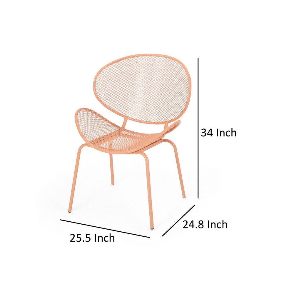 Elie Outdoor Chairs Set of 2 | Wing Mesh Curved Back | Orange Iron