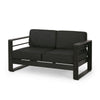 Besy Outdoor Loveseat | Black Cushion and Square Metal Frame | 57"