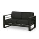 Besy Outdoor Loveseat | Black Cushion and Square Metal Frame | 57"