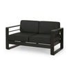 Besy Outdoor Loveseat | Black Cushion and Square Metal Frame | 57’’ BM335160