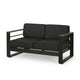 Besy Outdoor Loveseat | Black Cushion and Square Metal Frame | 57’’ BM335160